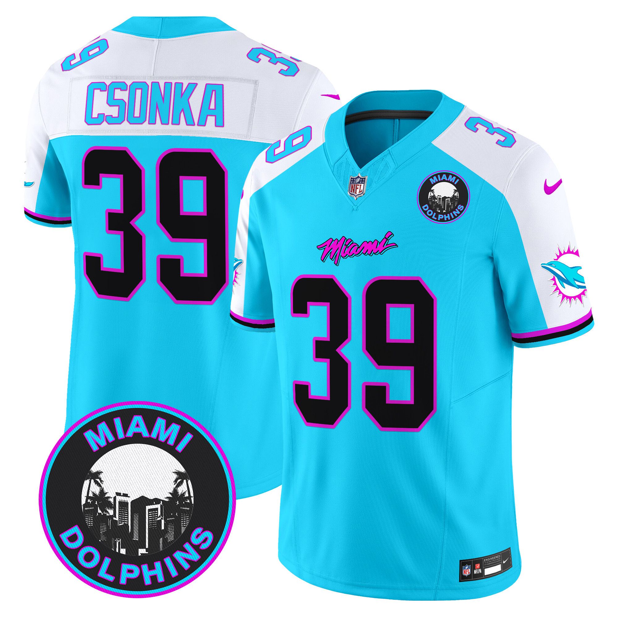 Men Miami Dolphins #39 Csonka Light Blue 2024 Nike Vapor Limited NFL Jersey